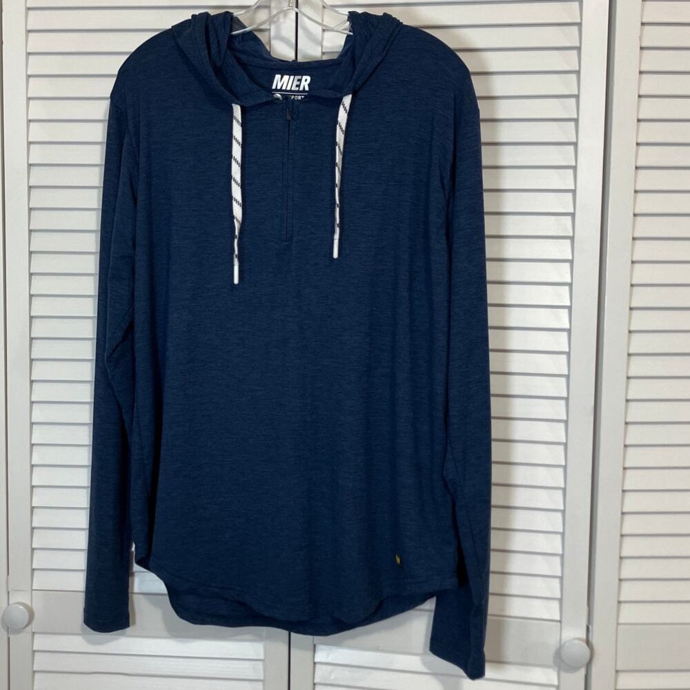 Mier Sports Series Blue High Neck Long Sleeve Hoodie T-shirt Men M
